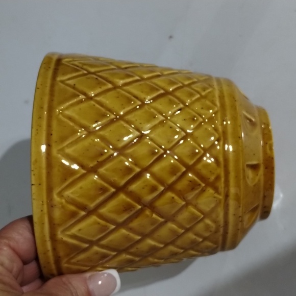 HAEGAR Gold Ceramic Planter Basket Weave Round Vintage - Picture 3 of 8